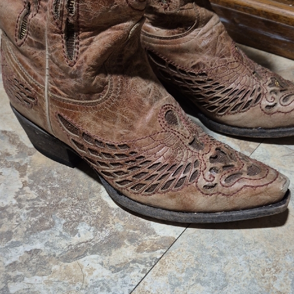 Cavender Embroidered  Women's Boots Snip Toe Brown Leather 406517 Size 7.5 B - Picture 3 of 16